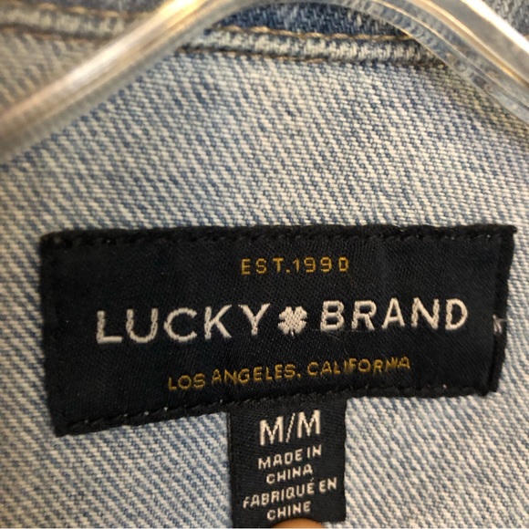 Lucky Brand Denim Jacket Distressed M The Tomboy Trucker Medium Womens Blue - Picture 2 of 5